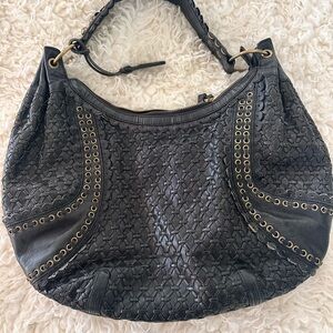 Isabella Fiore Black Studded Hobo Bag